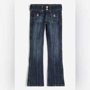 H&M Bootcut Leg Low Jeans Dark Denim Blue Wash Adjustable Waist Girls Size 10